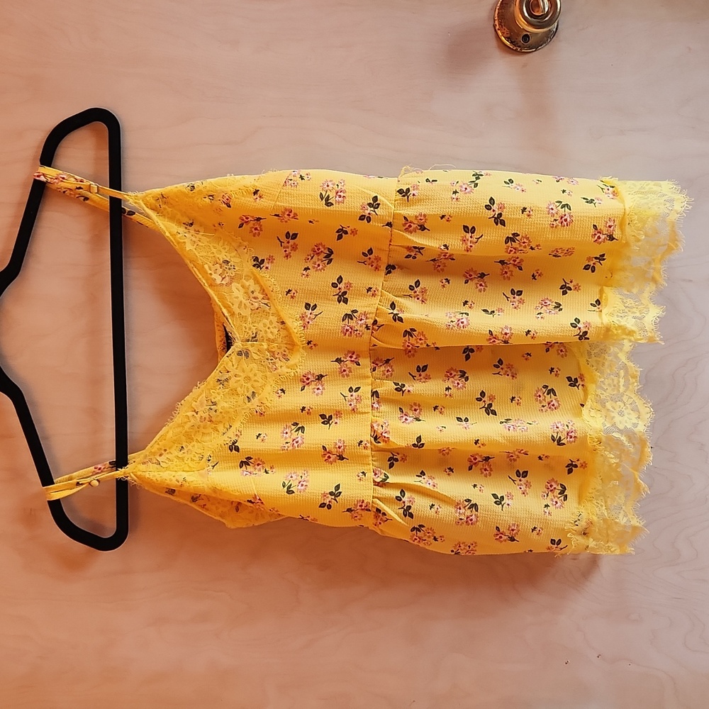 Forever 21 Yellow Flowers Lace Top